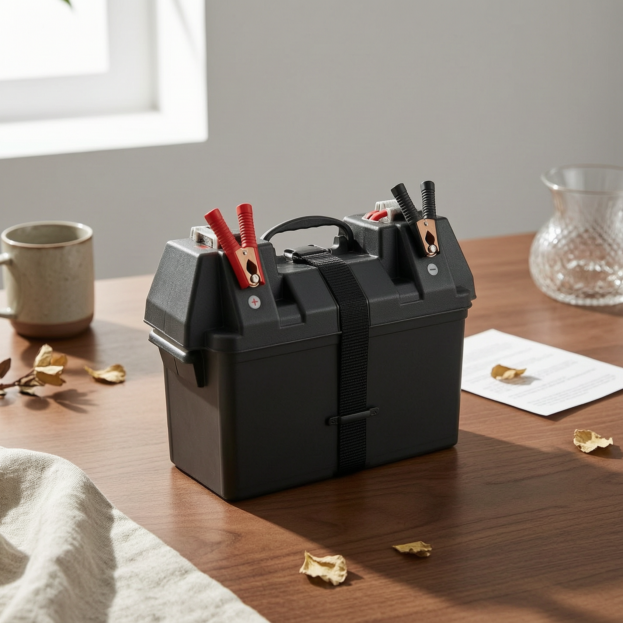 Battery Case Storage - Battery Storage Box with Terminal Posts