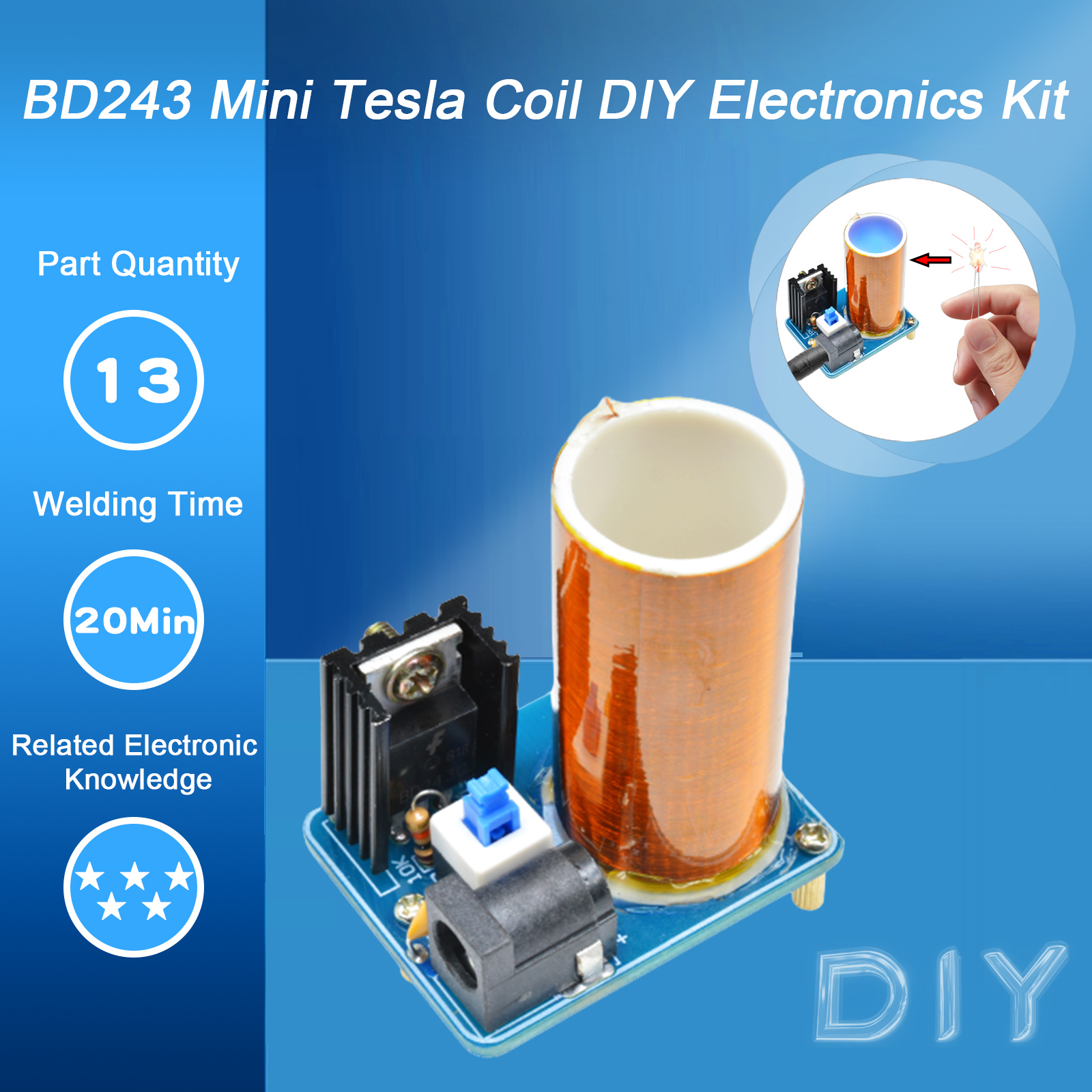 BD243 Mini Tesla Coil Kit Magi - Coil Building Kit reseña y precio